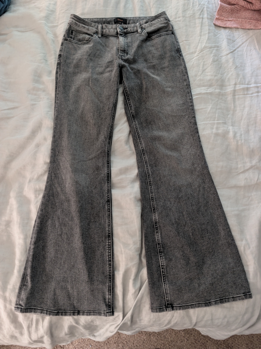 NWOT Quince Washed Black Organic Cotton Stretch Bell Bottom Flare Jeans Size 28